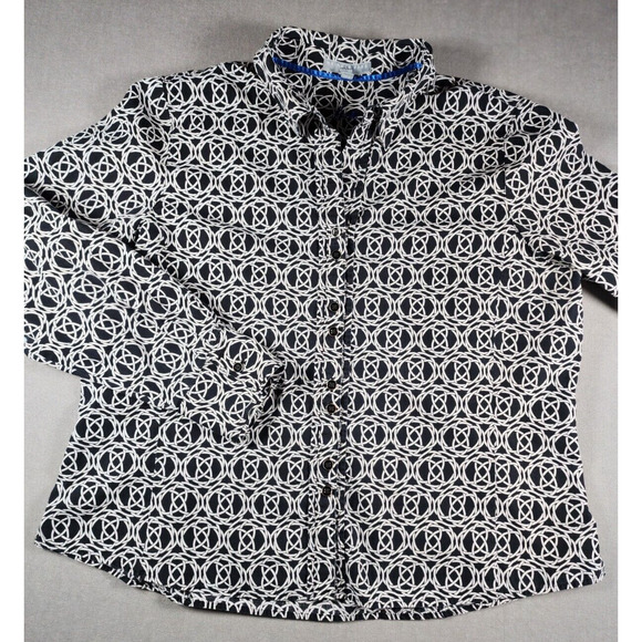 Foxcroft Womens Long Sleeve Button Up Size 18 Fitted Black White Office Career - Picture 1 of 7